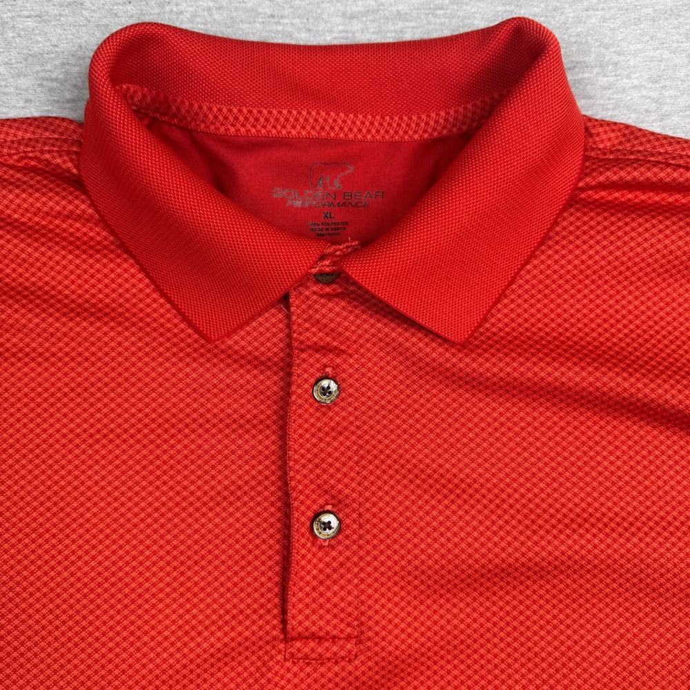 Golden Bear Performance Mens XL Red Textured Short Sleeve Polo‎ Shirt